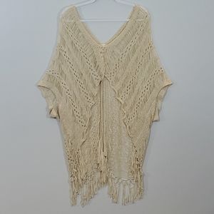 Phanuel ribbon knit coverup scarf Tie front wrap